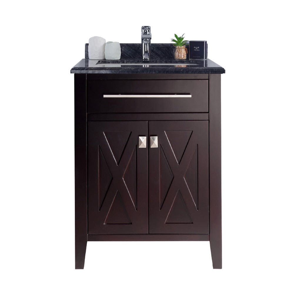 Laviva 313YG319-24B-BW Laviva Wimbledon 24" Brown Bathroom Vanity with Black Wood Marble Countertop 313YG319-24B-BW