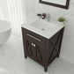 Laviva 313YG319-24B-MW Laviva Wimbledon 24" Brown Bathroom Vanity with Matte White VIVA Stone Solid Surface Countertop 313YG319-24B-MW