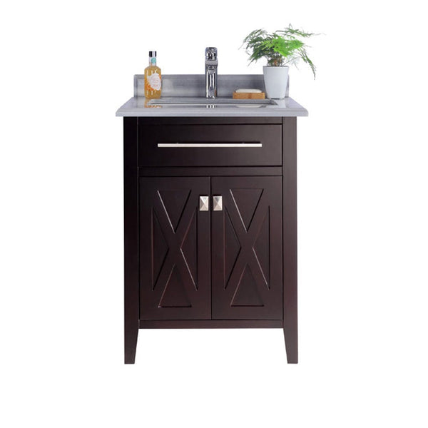 Laviva 313YG319-24B-WS Laviva Wimbledon 24 Brown Bathroom Vanity with White Stripes Marble Countertop 313YG319-24B-WS