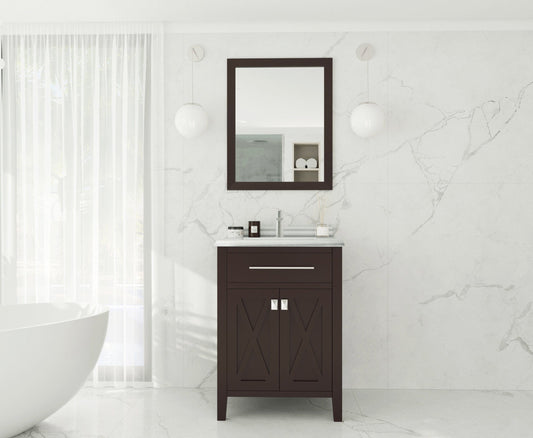 Laviva 313YG319-24B-WS Laviva Wimbledon 24" Brown Bathroom Vanity with White Stripes Marble Countertop 313YG319-24B-WS