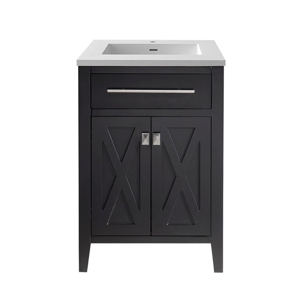 Laviva 313YG319-24E-MW Laviva Wimbledon 24 Espresso Bathroom Vanity with Matte White VIVA Stone Solid Surface Countertop 313YG319-24E-MW