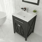 Laviva 313YG319-24E-MW Laviva Wimbledon 24" Espresso Bathroom Vanity with Matte White VIVA Stone Solid Surface Countertop 313YG319-24E-MW