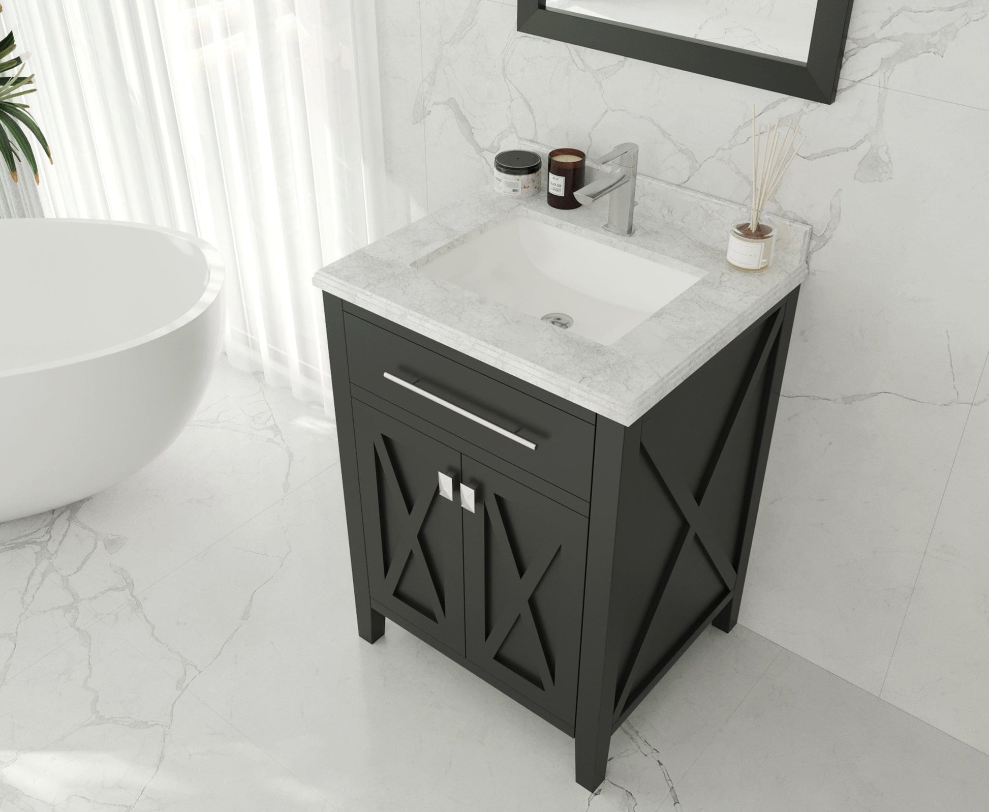 Laviva 313YG319-24E-WC Laviva Wimbledon 24" Espresso Bathroom Vanity with White Carrara Marble Countertop 313YG319-24E-WC