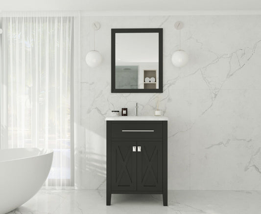 Laviva 313YG319-24E-WC Laviva Wimbledon 24" Espresso Bathroom Vanity with White Carrara Marble Countertop 313YG319-24E-WC