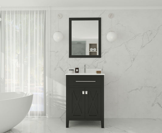 Laviva 313YG319-24E-WQ Laviva Wimbledon 24" Espresso Bathroom Vanity with White Quartz Countertop 313YG319-24E-WQ