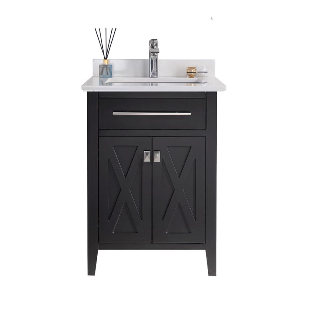 Laviva 313YG319-24E-WQ Laviva Wimbledon 24" Espresso Bathroom Vanity with White Quartz Countertop 313YG319-24E-WQ