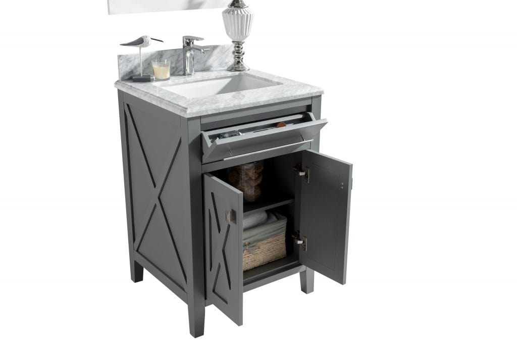 Laviva 313YG319-24G-BW Laviva Wimbledon 24" Gray Bathroom Vanity with Black Wood Marble Countertop 313YG319-24G-BW