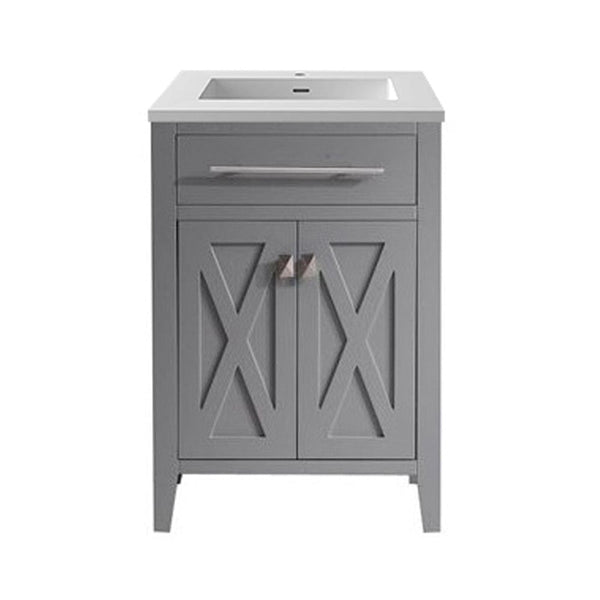 Laviva 313YG319-24G-MW Laviva Wimbledon 24 Gray Bathroom Vanity with Matte White VIVA Stone Solid Surface Countertop 313YG319-24G-MW