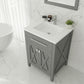 Laviva 313YG319-24G-MW Laviva Wimbledon 24" Gray Bathroom Vanity with Matte White VIVA Stone Solid Surface Countertop 313YG319-24G-MW