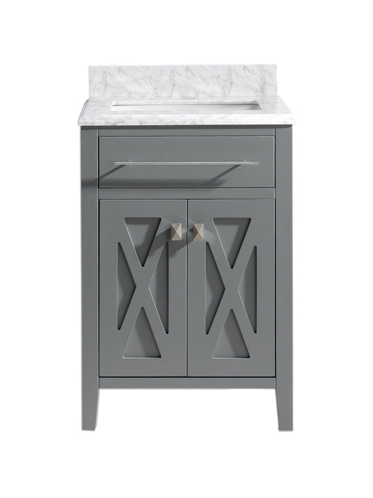 Laviva 313YG319-24G-WC Laviva Wimbledon 24" Gray Bathroom Vanity with White Carrara Marble Countertop 313YG319-24G-WC