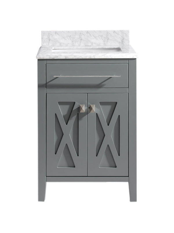 Laviva 313YG319-24G-WC Laviva Wimbledon 24 Gray Bathroom Vanity with White Carrara Marble Countertop 313YG319-24G-WC