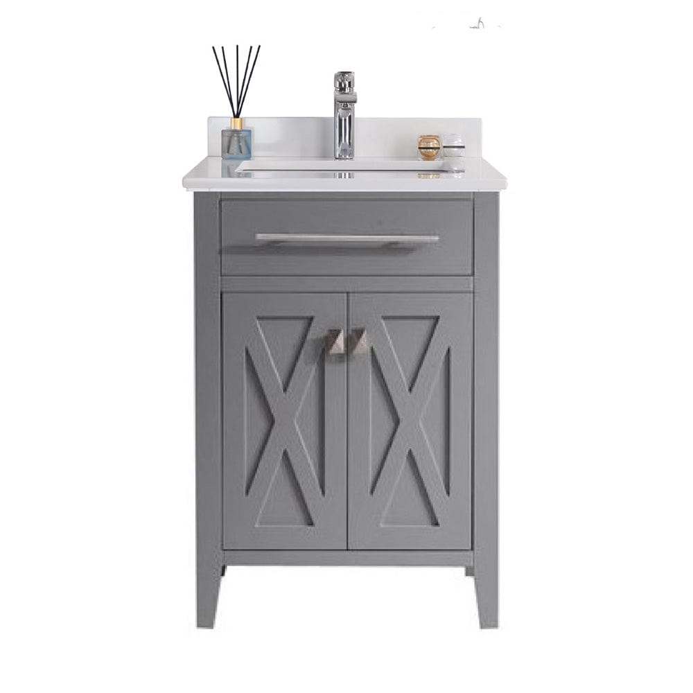 Laviva 313YG319-24G-WQ Laviva Wimbledon 24" Gray Bathroom Vanity with White Quartz Countertop 313YG319-24G-WQ