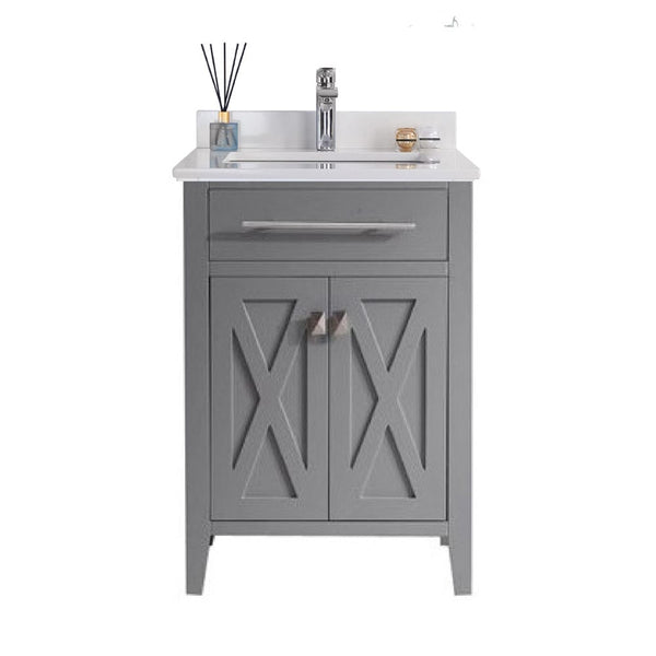 Laviva 313YG319-24G-WQ Laviva Wimbledon 24 Gray Bathroom Vanity with White Quartz Countertop 313YG319-24G-WQ