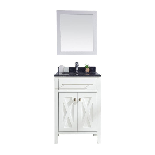 Laviva 313YG319-24W-BW Laviva Wimbledon 24" White Bathroom Vanity with Black Wood Marble Countertop 313YG319-24W-BW