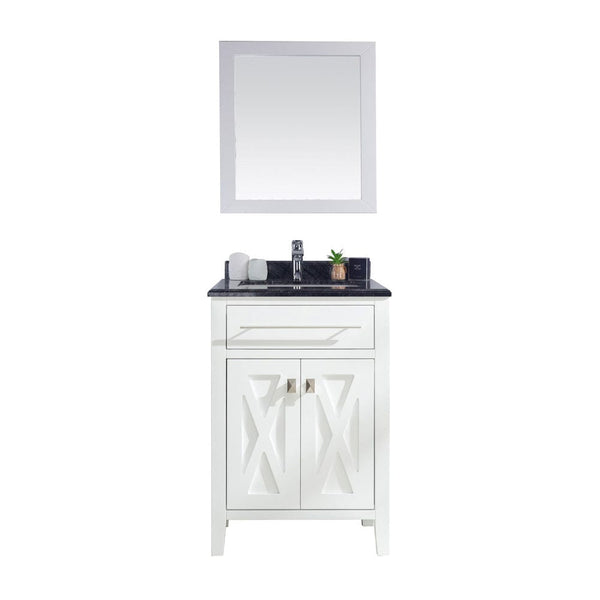 Laviva 313YG319-24W-BW Laviva Wimbledon 24 White Bathroom Vanity with Black Wood Marble Countertop 313YG319-24W-BW