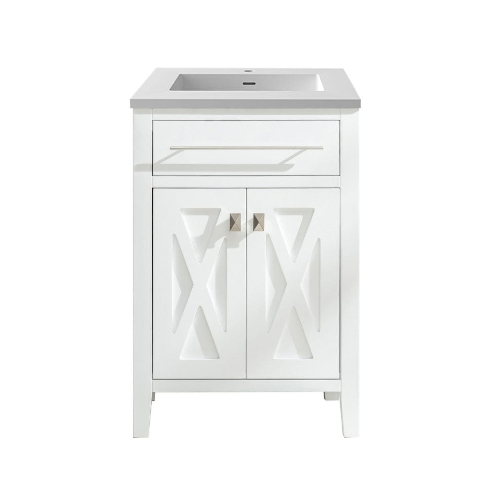 Laviva 313YG319-24W-MW Laviva Wimbledon 24" White Bathroom Vanity with Matte White VIVA Stone Solid Surface Countertop 313YG319-24W-MW