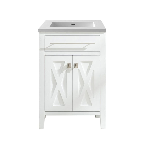 Laviva 313YG319-24W-MW Laviva Wimbledon 24 White Bathroom Vanity with Matte White VIVA Stone Solid Surface Countertop 313YG319-24W-MW