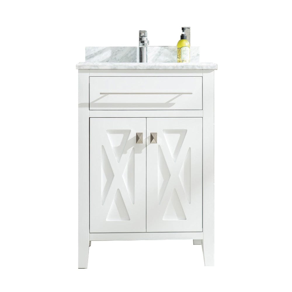 Laviva 313YG319-24W-WC Laviva Wimbledon 24" White Bathroom Vanity with White Carrara Marble Countertop 313YG319-24W-WC