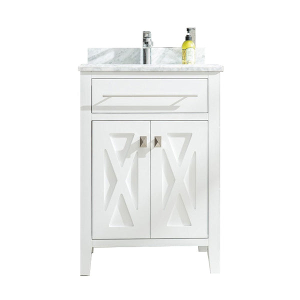 Laviva 313YG319-24W-WC Laviva Wimbledon 24 White Bathroom Vanity with White Carrara Marble Countertop 313YG319-24W-WC