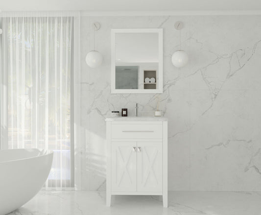 Laviva 313YG319-24W-WC Laviva Wimbledon 24" White Bathroom Vanity with White Carrara Marble Countertop 313YG319-24W-WC