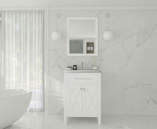 Laviva 313YG319-24W-WS Laviva Wimbledon 24" White Bathroom Vanity with White Stripes Marble Countertop 313YG319-24W-WS