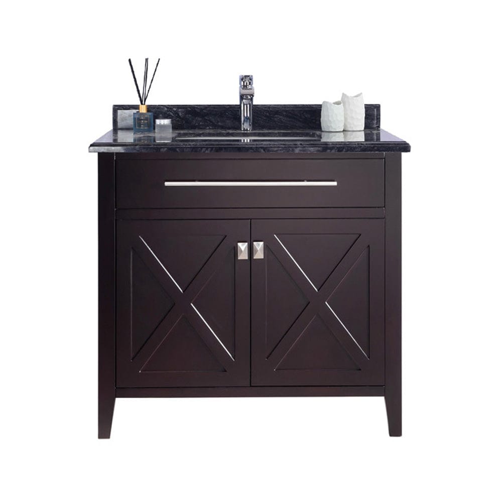 Laviva 313YG319-36B-BW Laviva Wimbledon 36" Brown Bathroom Vanity with Black Wood Marble Countertop 313YG319-36B-BW