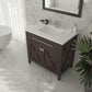 Laviva 313YG319-36B-MW Laviva Wimbledon 36" Brown Bathroom Vanity with Matte White VIVA Stone Solid Surface Countertop 313YG319-36B-MW