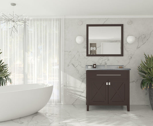 Laviva 313YG319-36B-WS Laviva Wimbledon 36" Brown Bathroom Vanity with White Stripes Marble Countertop 313YG319-36B-WS