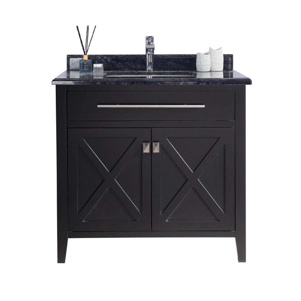 Laviva 313YG319-36E-BW Laviva Wimbledon 36" Espresso Bathroom Vanity with Black Wood Marble Countertop 313YG319-36E-BW