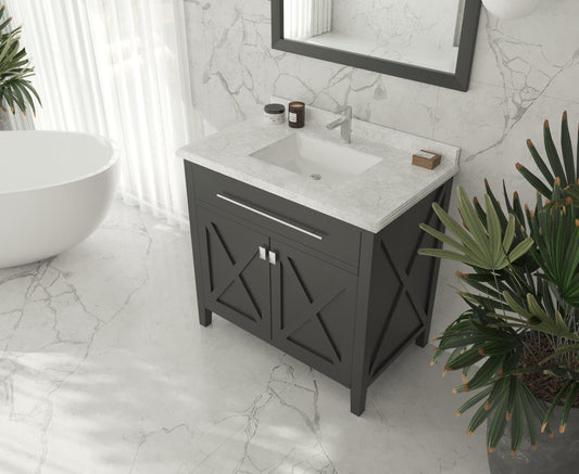 Laviva 313YG319-36E-WC Laviva Wimbledon 36" Espresso Bathroom Vanity with White Carrara Marble Countertop 313YG319-36E-WC