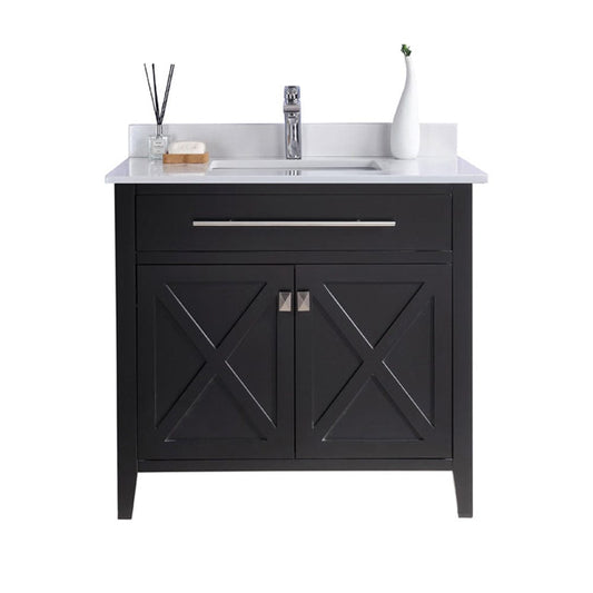 Laviva 313YG319-36E-WQ Laviva Wimbledon 36" Espresso Bathroom Vanity with White Quartz Countertop 313YG319-36E-WQ