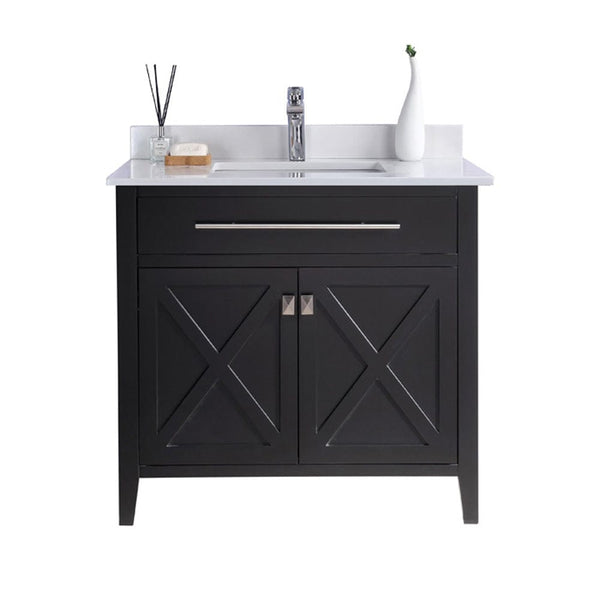 Laviva 313YG319-36E-WQ Laviva Wimbledon 36 Espresso Bathroom Vanity with White Quartz Countertop 313YG319-36E-WQ