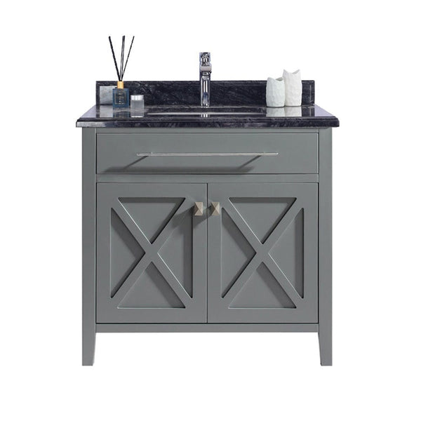 Laviva 313YG319-36G-BW Laviva Wimbledon 36 Gray Bathroom Vanity with Black Wood Marble Countertop 313YG319-36G-BW