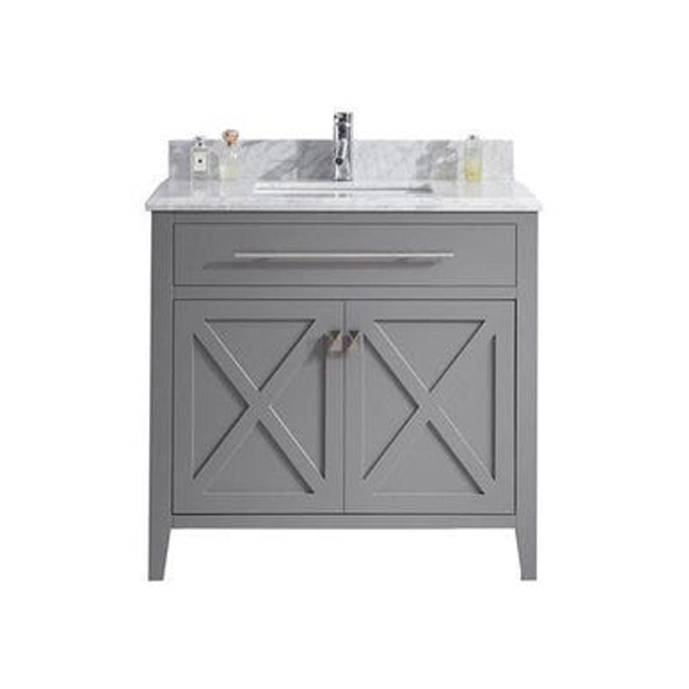 Laviva 313YG319-36G-WC Laviva Wimbledon 36" Gray Bathroom Vanity with White Carrara Marble Countertop 313YG319-36G-WC