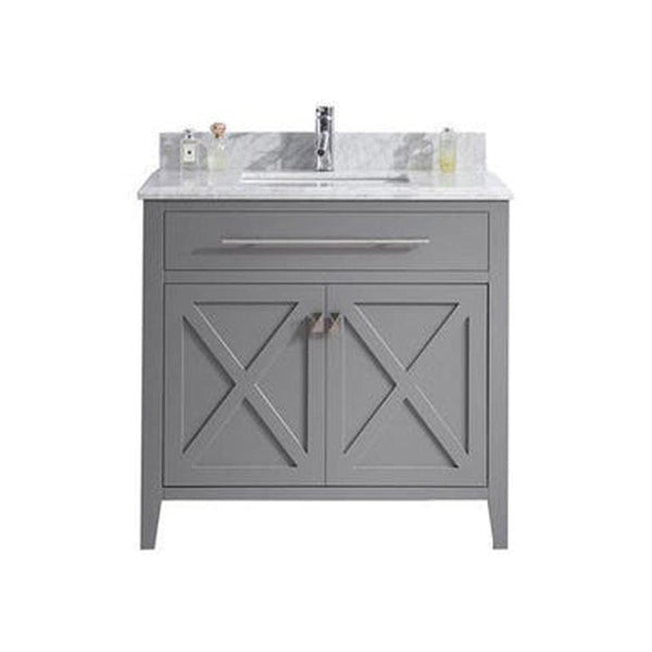 Laviva 313YG319-36G-WC Laviva Wimbledon 36 Gray Bathroom Vanity with White Carrara Marble Countertop 313YG319-36G-WC