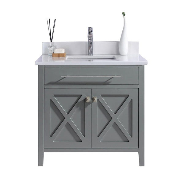 Laviva 313YG319-36G-WQ Laviva Wimbledon 36 Gray Bathroom Vanity with White Quartz Countertop 313YG319-36G-WQ