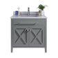 Laviva 313YG319-36G-WS Laviva Wimbledon 36" Gray Bathroom Vanity with White Stripes Marble Countertop 313YG319-36G-WS