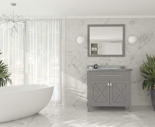 Laviva 313YG319-36G-WS Laviva Wimbledon 36" Gray Bathroom Vanity with White Stripes Marble Countertop 313YG319-36G-WS