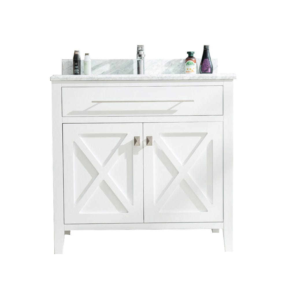 Laviva 313YG319-36W-WC Laviva Wimbledon 36" White Bathroom Vanity with White Carrara Marble Countertop 313YG319-36W-WC