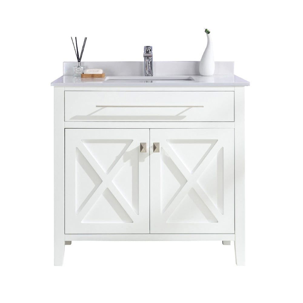 Laviva 313YG319-36W-WQ Laviva Wimbledon 36" White Bathroom Vanity with White Quartz Countertop 313YG319-36W-WQ