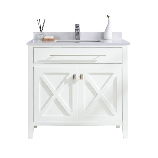 Laviva 313YG319-36W-WQ Laviva Wimbledon 36 White Bathroom Vanity with White Quartz Countertop 313YG319-36W-WQ