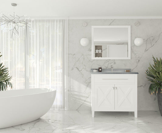 Laviva 313YG319-36W-WS Laviva Wimbledon 36" White Bathroom Vanity with White Stripes Marble Countertop 313YG319-36W-WS