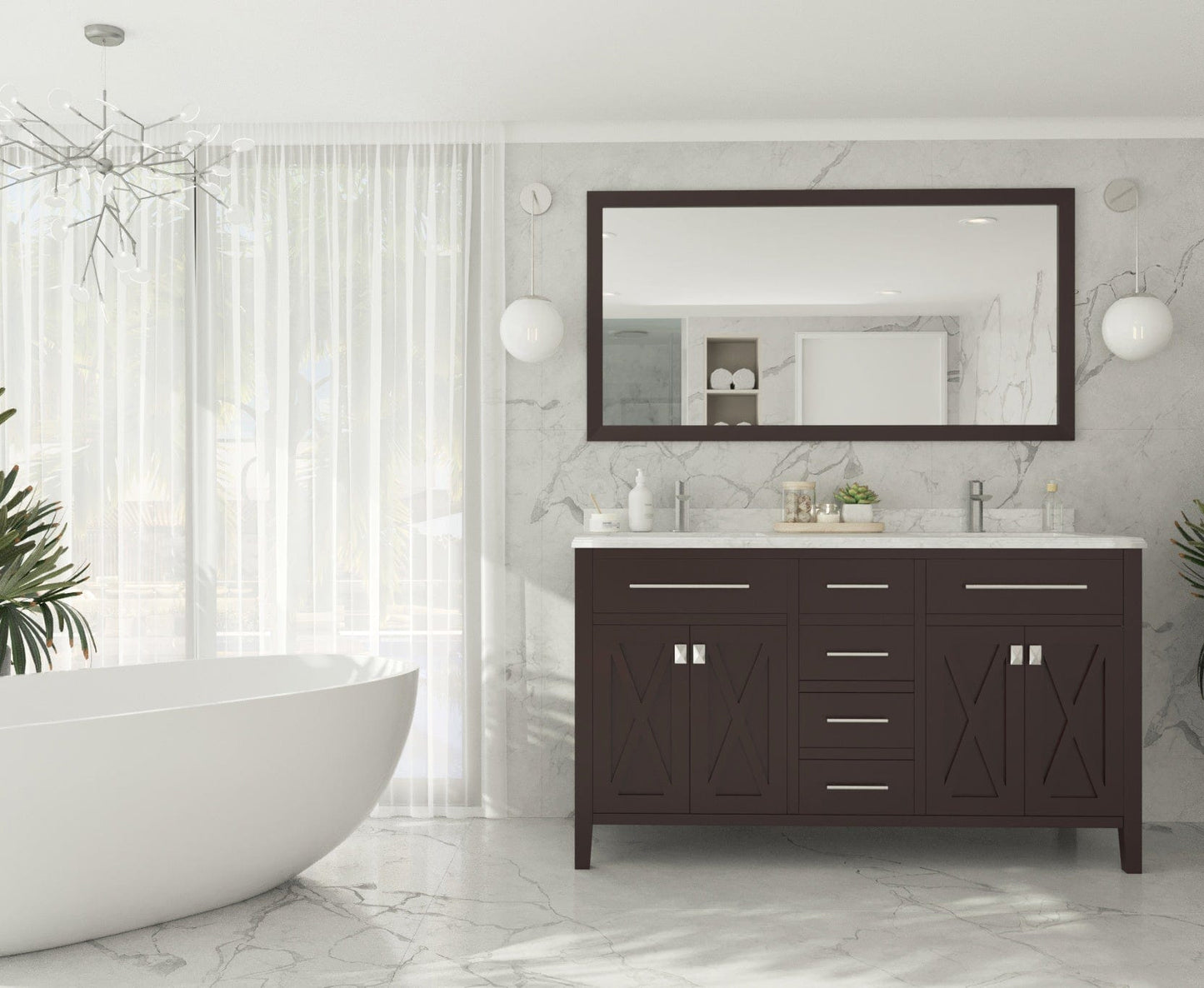 Laviva 313YG319-60B Laviva Wimbledon 60" Brown Double Sink Bathroom Vanity Cabinet 313YG319-60B