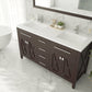 Laviva 313YG319-60B-MW Laviva Wimbledon 60" Brown Double Sink Bathroom Vanity with Matte White VIVA Stone Solid Surface Countertop 313YG319-60B-MW