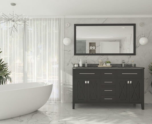 Laviva 313YG319-60E-BW Laviva Wimbledon 60" Espresso Double Sink Bathroom Vanity with Black Wood Marble Countertop 313YG319-60E-BW