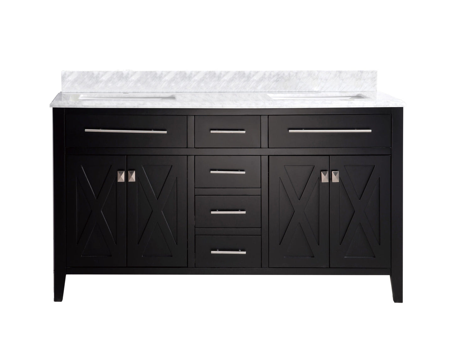 Laviva 313YG319-60E-WC Laviva Wimbledon 60" Espresso Double Sink Bathroom Vanity with White Carrara Marble Countertop 313YG319-60E-WC