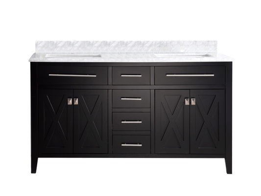 Laviva 313YG319-60E-WC Laviva Wimbledon 60" Espresso Double Sink Bathroom Vanity with White Carrara Marble Countertop 313YG319-60E-WC