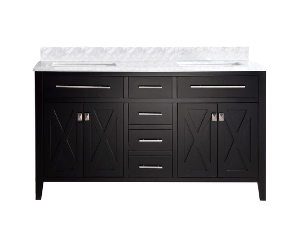 Laviva 313YG319-60E-WC Laviva Wimbledon 60 Espresso Double Sink Bathroom Vanity with White Carrara Marble Countertop 313YG319-60E-WC