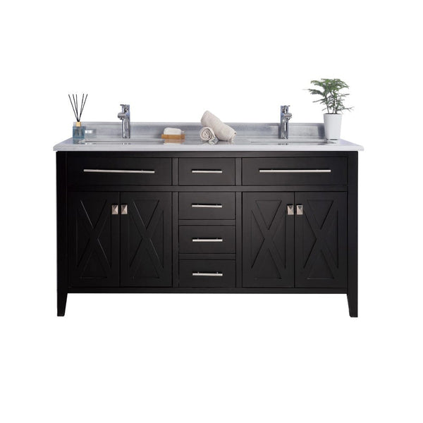 Laviva 313YG319-60E-WS Laviva Wimbledon 60 Espresso Double Sink Bathroom Vanity with White Stripes Marble Countertop 313YG319-60E-WS