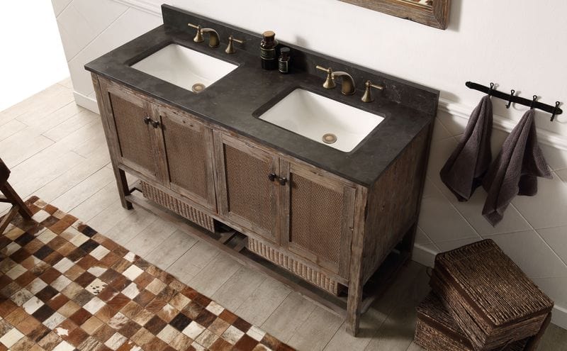 Legion Furniture WH5160-BR Legion Furniture WH5160-BR 60" Solid Wood Sink Vanity with Moonstone Top - No Faucet